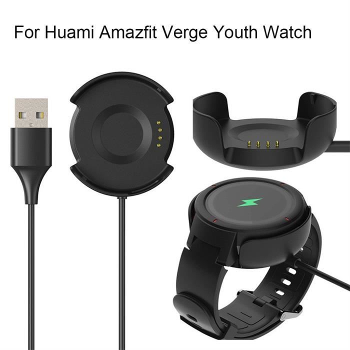 Happyhouse009 Câble de Recharge USB pour Bracelet Intelligent Amazfit Huami Verge A1801 1 m Noir Plastique 