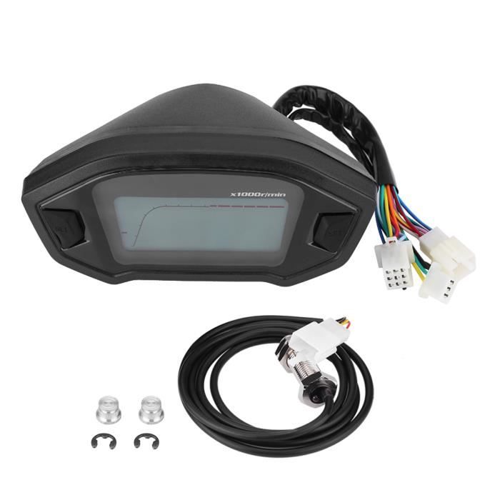 KAOLALI Tachymètre Numérique Universel Moto - Compteur De Vitesse LCD Avec Capteur Et Indicateur Carburant