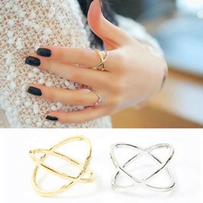 Bg2126 Bague La Femelle X Croix Tridimensionnelle Creuse A Joint D