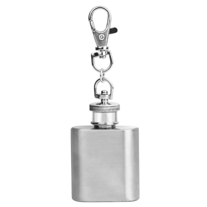 Acier inoxydable 1 oz flasque porte-cl/és