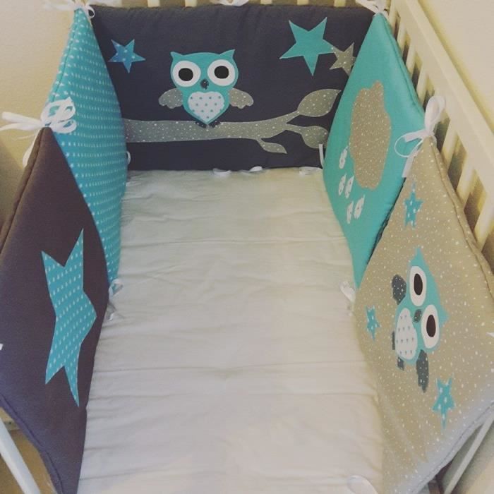 Tour De Lit Bebe Theme Gris Turquoise Et Bleu Canard Cdiscount Puericulture Eveil Bebe