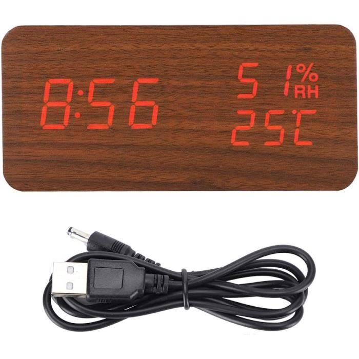 KOSUMOSU Réveil pour Chambre à Coucher, Horloge de Table LED de 6,7 Pouces, Horloge Miroir