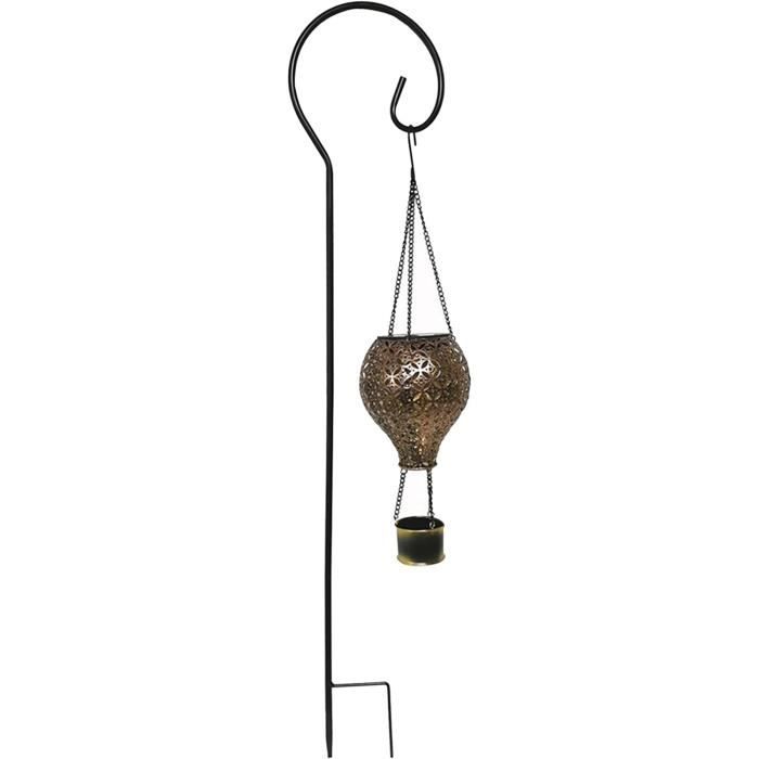 Lanterne Solaire Montgolfière - Décoration Acrylique 2D Avec Effet Flammèche Vacillante - Pour Jardin, Terrasse, Fenêtre, Camping - Éclairage Extérieur Sans Fil
