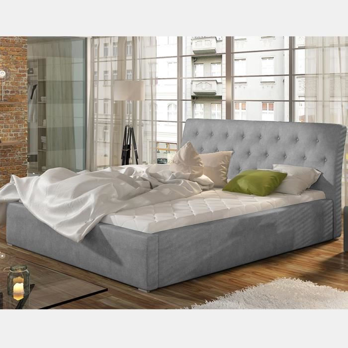 lit 200x200 cm en tissu gris avec coffre milas gris l 220 x h 93 x p 223 cm cdiscount maison