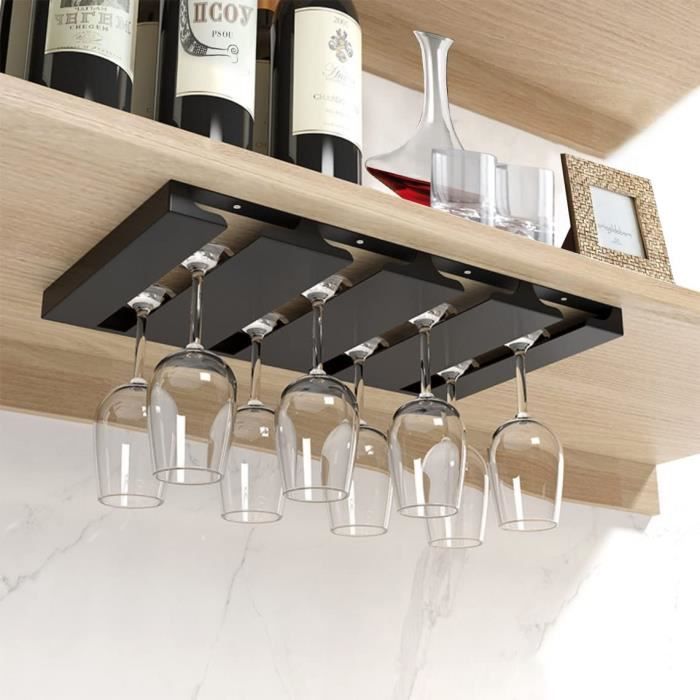 Support à verres à vin suspendu sous le meuble Cintre de rangement pour  verres à pied avec 4 rangées d'étagères en métal pour [175] - Cdiscount  Maison