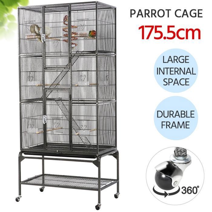Yaheetech Grande Cage Oiseaux Voliere Avec Pied Sur Roulette 81 X 465 X 1755 Cm Cage Pour Perroquet Perruche Cacatoès Ara