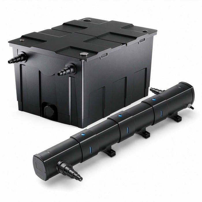 Wiltec Kit complet: CBF-550 Filtre de bassin jusquà 60000 L Biologique CUV-272 lampe uv UVC Clarificateur avec 72W 5m Tuyau 25 mm Wiltec Kit complet: CBF-550 Filtre de bassin jusquà 60000 L Biologique CUV-272 lampe uv UVC Clarificateur avec 72W 5m Tuyau 25 mm