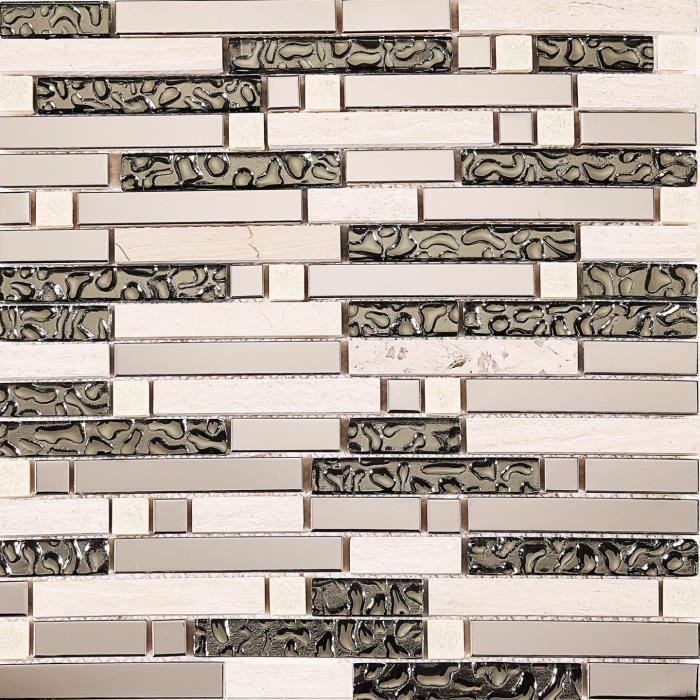 30 X 30 Cm Carrelage Mosaique En Verre Avec Acier Inoxydable Et
