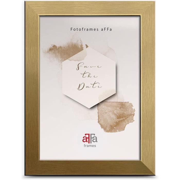 aFFa frames, Hekla, Cadre photo MDF, facile à nettoyer, rectangle, avec façade en verre acrylique, doré, A4, 21x29.7cm