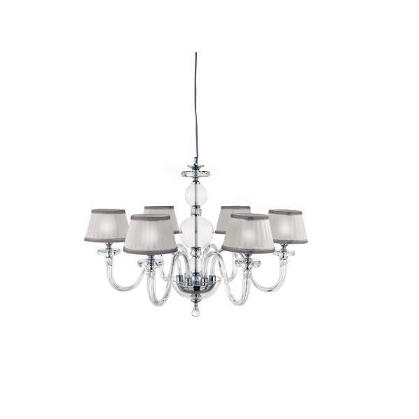 Lampe à suspension - BACH - Modèle 12 LUMIÈRES - Abat-jour en verre - Détails en métal - Style contemporain