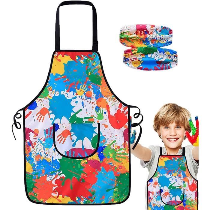 Tablier Peinture Enfant 1-8 Ans - Imperméable Avec Manches Et Poche - Protection Activités Créatives