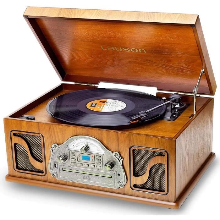 Platine Vinyle Lauson Bluetooth | Valise Reproducteur Vinyle Portable | Tourne-Disque Trois Vitesse 33/45/78 Avec Haut-Parleur Intégré | Port USB Et Mémories SD | Sortie RCA (Rouge Platine 45