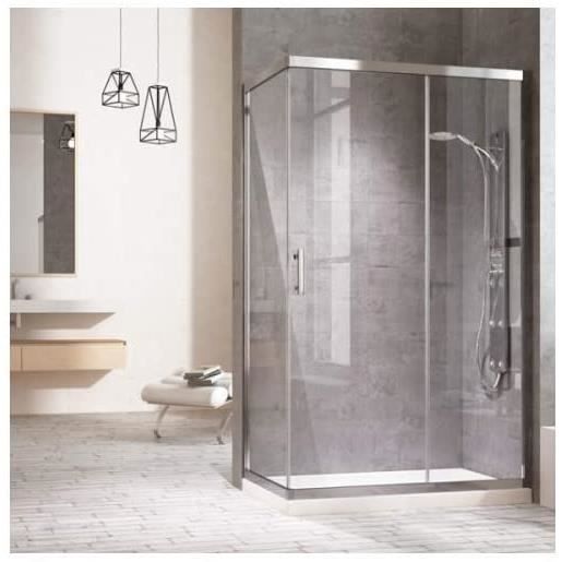 Cabine De Douche Angulaire ZETA – Argent, 75-80 X 75-80 Cm, AP.45