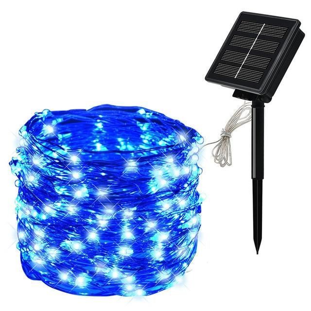guirlandes lumineuses led à énergie solaire - 1 pcs - 30m 300led - bleu