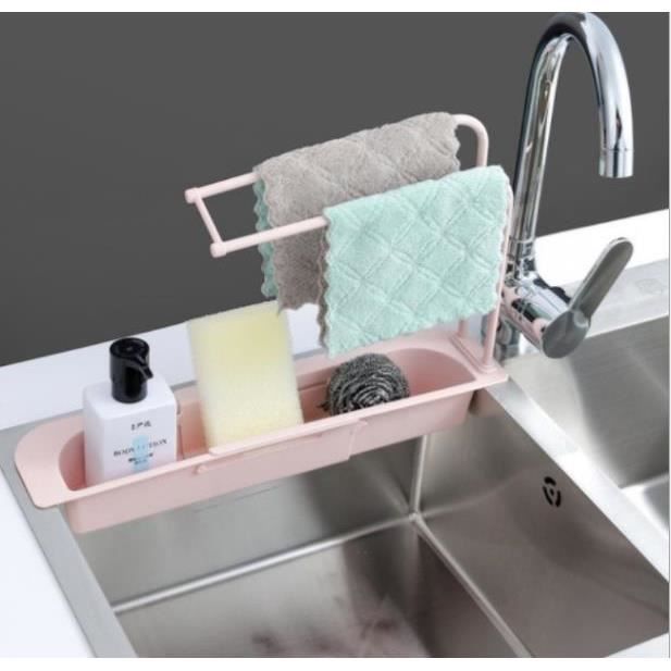 meuble cuisine,étagère télescopique pour évier de cuisine, étagère de rangement réglable pour évier bol de lavage - type pink #b