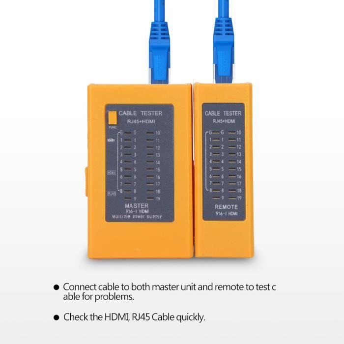 Sonew Testeur de câble Contrôleur portatif de testeur de câble RJ45 de  testeur de câble numérique haute définition HDMI - Cdiscount Auto