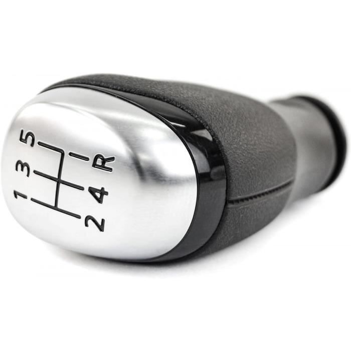 ZEALfix Pommeau Levier Vitesses 5 - Compatible Renault Clio 4 (2012-2019) - Design Chrome & Cuir, Installation Facile