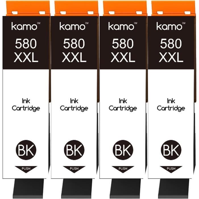 580 Xxl Pack De 4 Cartouches D'Encre Noir Compatible Avec Canon