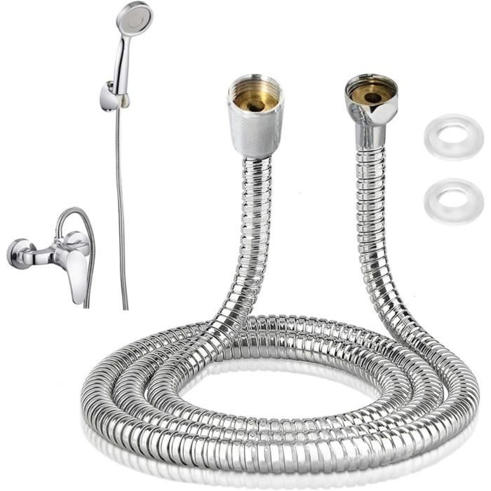 Pommeau Douche 5 Modes - Flexible 2m Acier Inox | B3AD - Économie D'Eau Et Installation Facile
