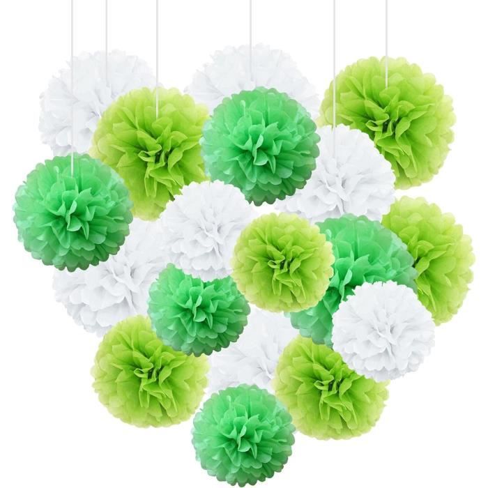 30 Pompons Papier De Soie Blanc - Décoration Mariage, Anniversaire, Garden Party DIY