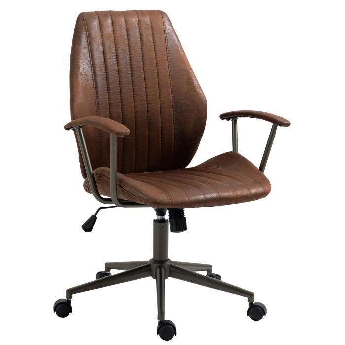 fauteuil de bureau retro nampa - clp - cognac - simili - accoudoirs - piètement métal