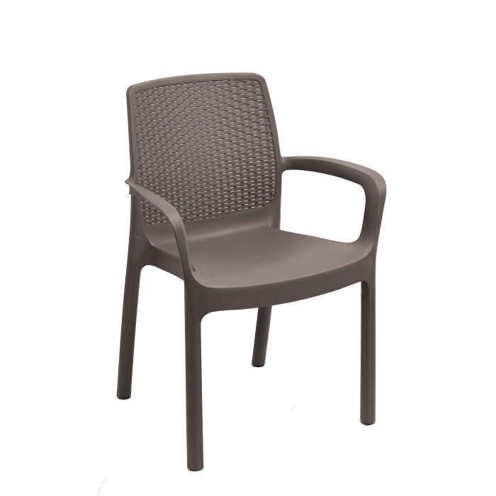 chaise de jardin empilable effet rotin - dmora - 60x54x82 cm - couleur marron