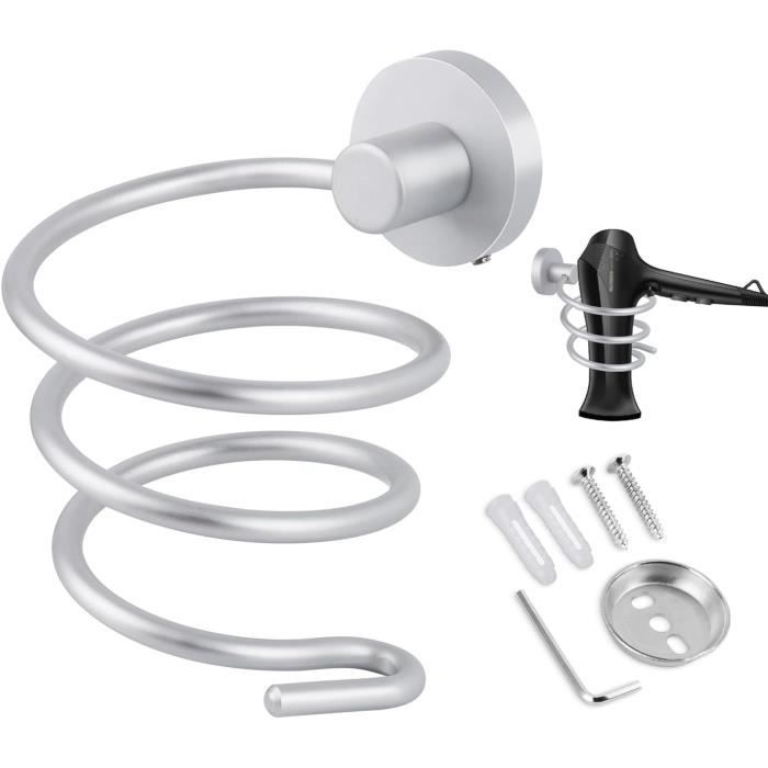 Support Seche Cheveux Mural, Porte Sèche Cheveux Forme Spirale, avec