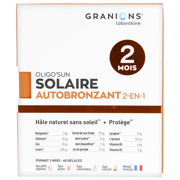 Meilleurs prix pour GRANIONS Oligo'Sun Solaire Auto-Bronzant 2en1 60 gélules