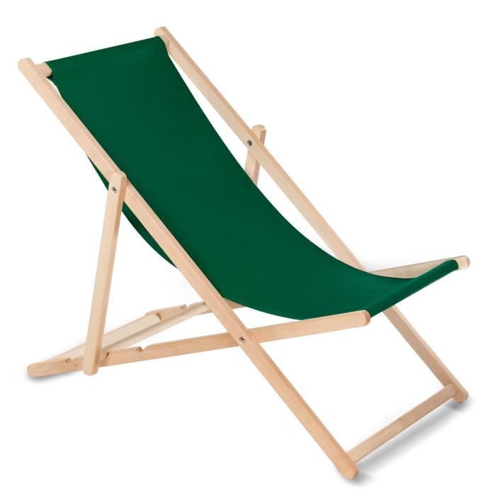 chaise longue bain de soleil pliable en bois de hêtre sans accoudoirs bain de soleil de jardin chaise longue vert foncé