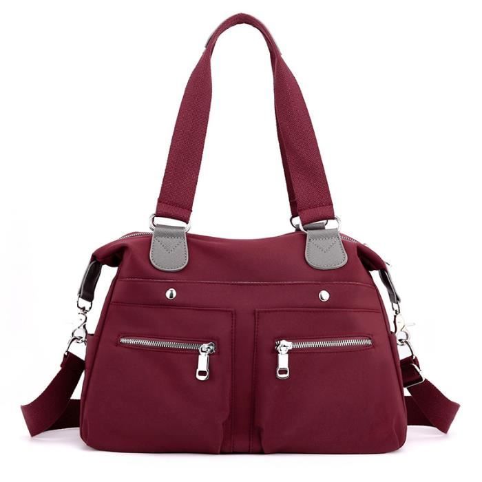 Sac à Main Femme INSFITY Nylon Imperméable Grande Capacité Bordeaux