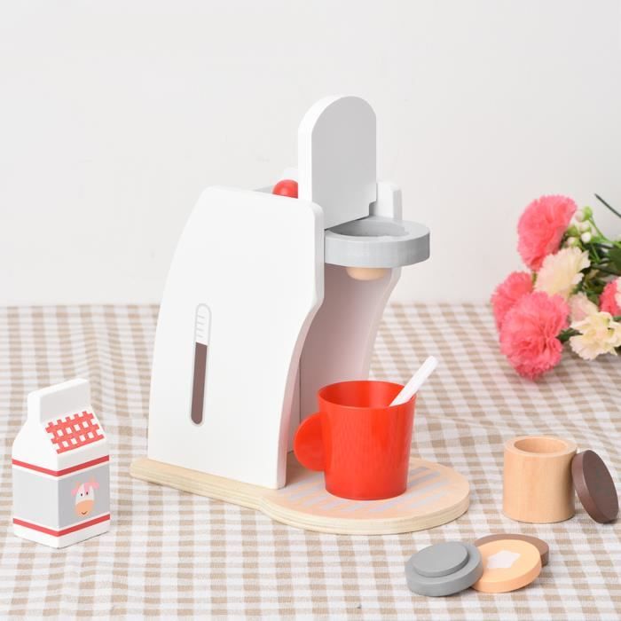 PLLYPE Machine à Café pour Enfants, Ensemble de Machine à Café en Bois avec Accessoires, Jouets pour Jeux de Rôle dans Les Cuisines pour Enfants, Cadeaux de Cuisine pour Enfants 3 4 5 6 Ans