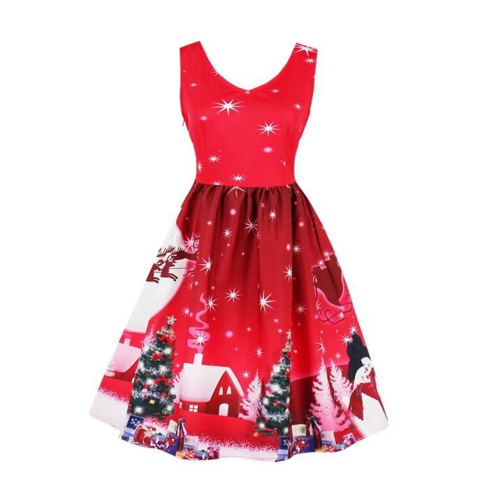Taille Plus Femmes Pere Noel Fete De Noel Robe De Noel Vintage Swing Robe Patineuse Rouge Rouge Achat Vente Robe Cdiscount