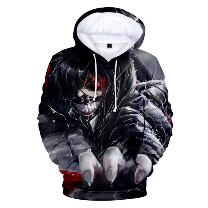 Sweatshirt 3D Imprime Tokyo Ghoul Anime Kaneki pour Unisexe Sweat a Capuche Manga Personnalite Hip Hop Hoodies Noir Cdiscount Pret a Porter