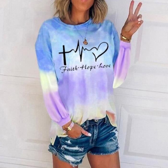 Arshiner Sweat T-Shirt Manches Longues Fille Tie-Dye – Haut Décontracté Sport Et École, Tissu Doux Extensible 4-14 Ans