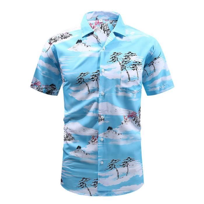 Chemise Hawaïenne Homme Imprimé Manches Courtes Chemisette Fashion de Plage Pour Vacances Ete