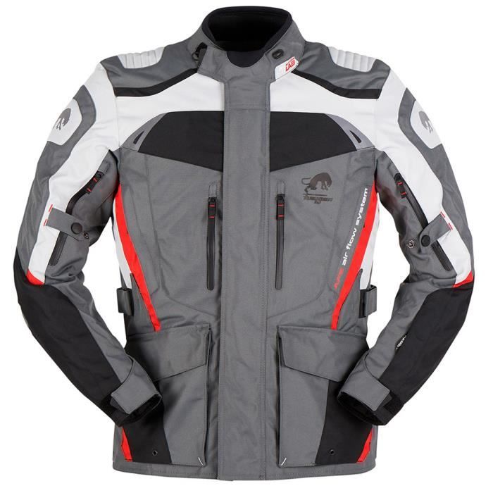 veste moto furygan apalaches - noir/rouge/gris - xl