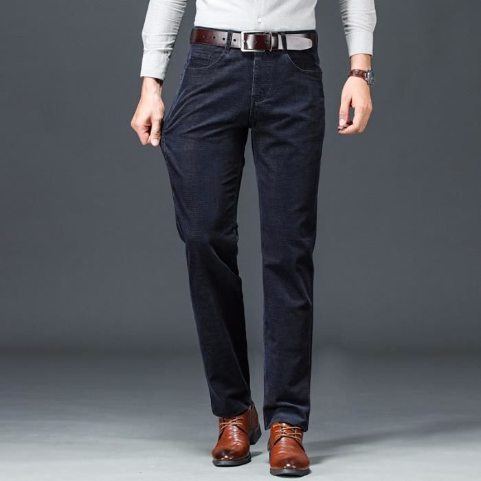 Pantalon en Velours côtelé Homme Taille elastiquee Coupe Droite - Marron Marron - Prêt-à-Porter