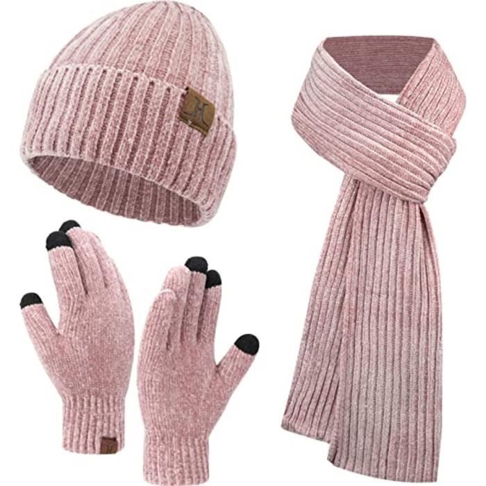 Ensemble bonnet et cache-cou en tricot chaud pour femme
