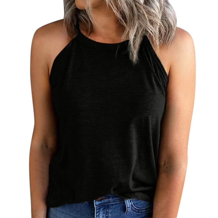 Rayson Chemise D'été Femmes T-Shirts à Manches Courtes Haut Chic Col En V Débardeurs Confortable Et Ample T-Shirts(Noir,S - 13