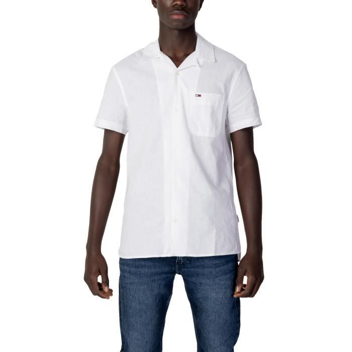 TOMMY HILFIGER JEANS Chemise Homme Blanc Coton GR75944 Blanc Cdiscount Pret a Porter