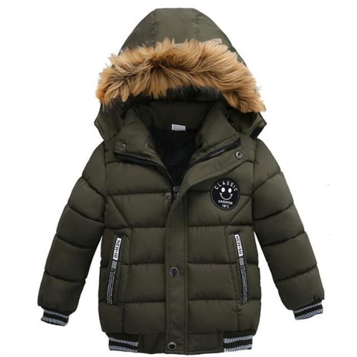 Blouson Manteau Fourrure Chaud Enfant Garcon Bebe Vetement Doudoune a Capuche Veste a Manches Longues C