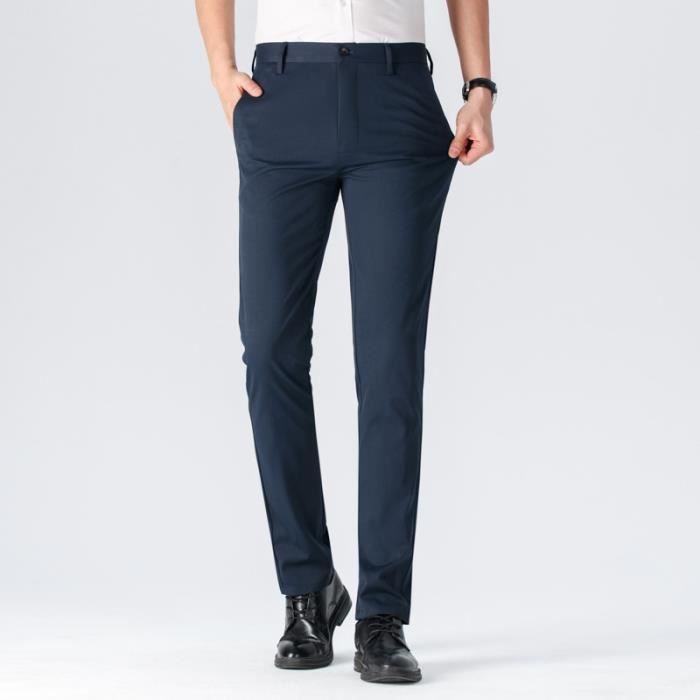 Pantalon Homme Leger Stretch Slim Taille standard Business Casual Couleur unie Bleu Cdiscount Pret a Porter