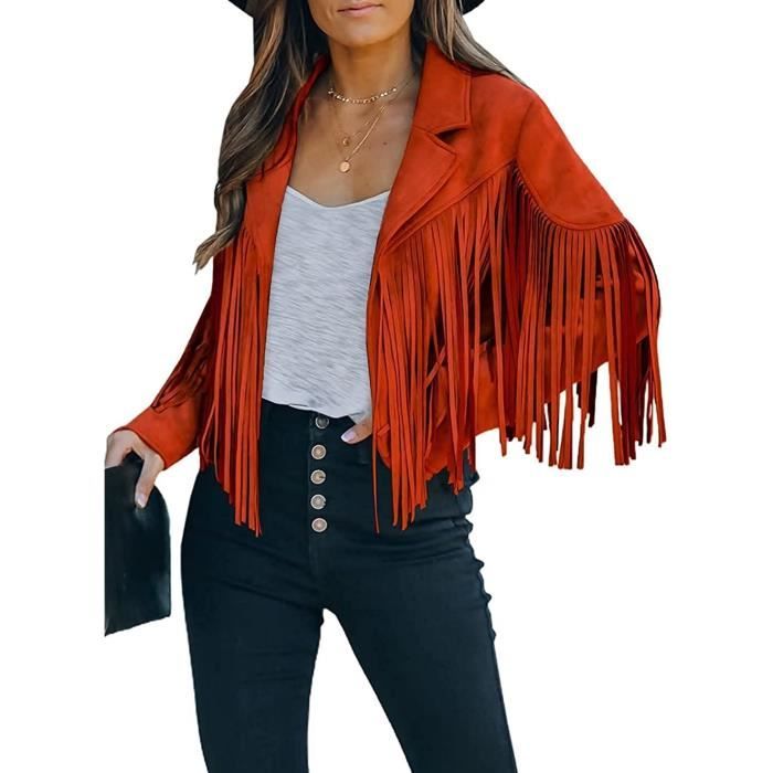 Veste en jean a frange femme deals