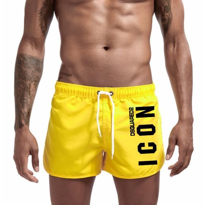 Short de bain Maillot de bain pour hommes a sechage rapide decontracte marque de luxe vetement de plage de Sport YELLOW A980 Blanc Cdiscount Pret a Porter