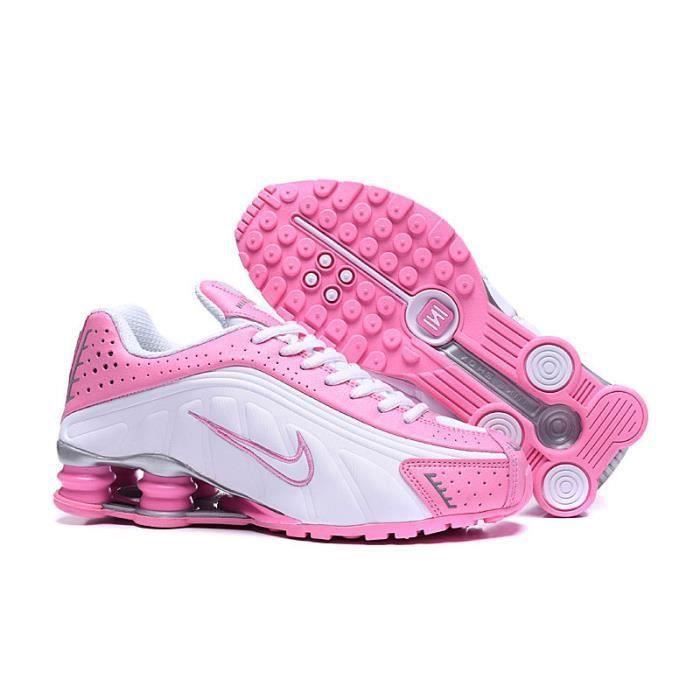 Nike Shox R4 Femme Chaussures Entrainement de Sport Blanc Rose blanc rose Couleurs multiples Cdiscount Chaussures