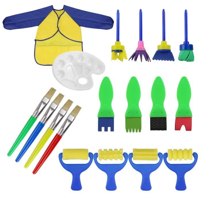 12 Pinceaux à Éponge Pour Enfants - Kit Brosses Peinture Créatives DIY Artisanat