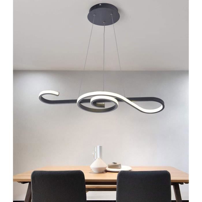 Noir Suspension LED Lampe pour Plafond Haut Lustre Note de Musique Original Salle à Manger Salon Cuisine Escaliers Réglable en