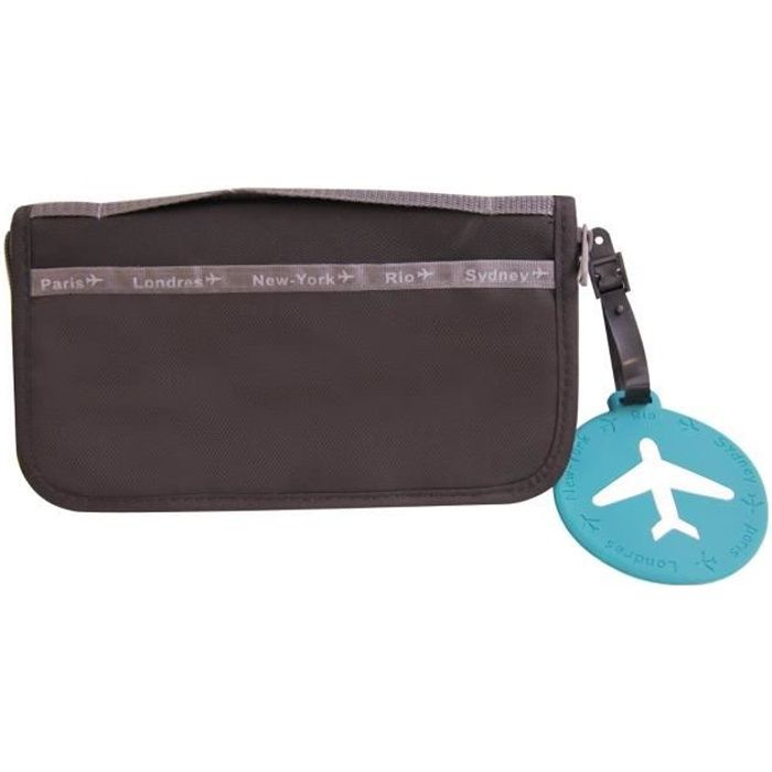 Porte-passeport NOVAGO – Nylon Imperméable, 11 Compartiments, étiquette Bagage Offerte – Idéal Voyages