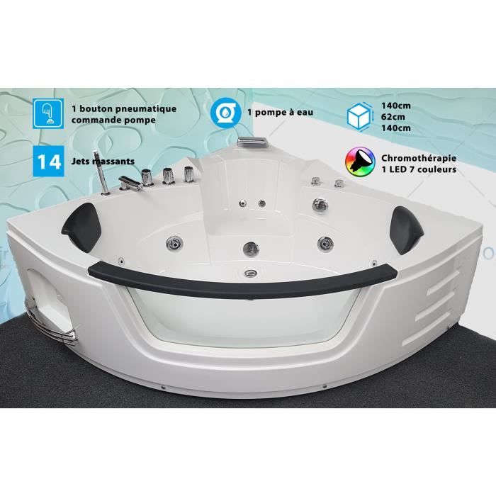 Baignoire Balneo Ouest Balneo Baignoire Angle 140cm X 140cm X 62cm 1 Leds 7 Couleurs 14 Jets Massants Blanche Prete A L Emplo Achat Vente Baignoire Kit Balneo Baignoire Balneo D Angle 14 Cdiscount