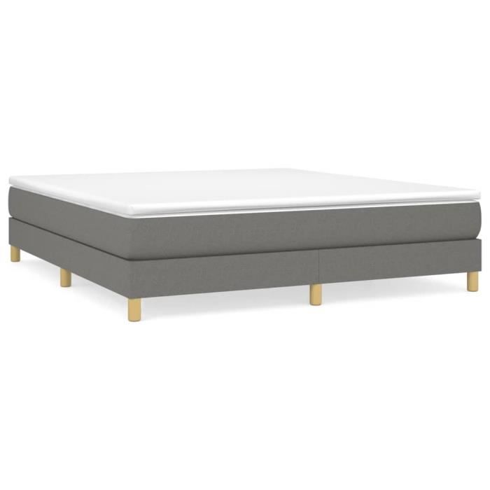 Sommier à lattes - QIILU - HAJ7551572795458 - 180x200 cm - Tissu gris foncé - 2 places